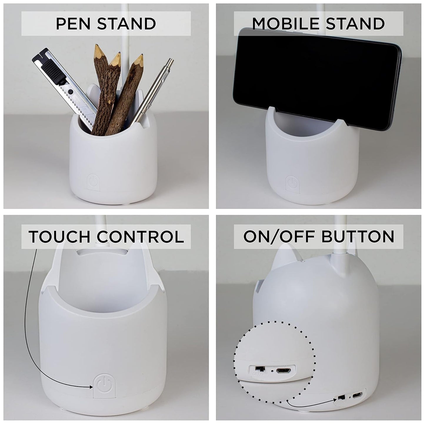 3 Colour Mode LED Study/Table/Desk Lamp with Pen Holder