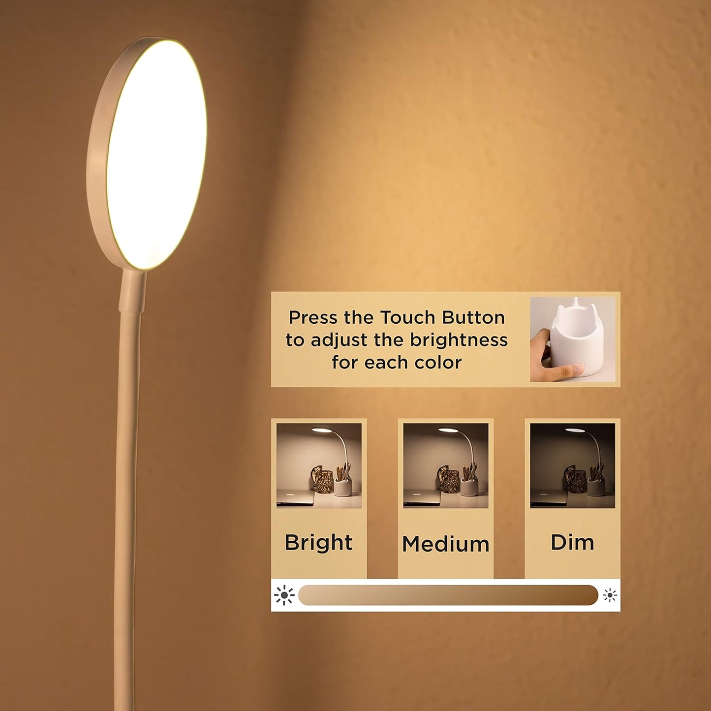 3 Colour Mode LED Study/Table/Desk Lamp with Pen Holder