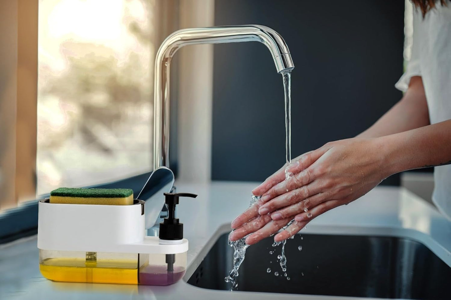 3-in-1 Soap Pump Dispenser with Sponge Holder