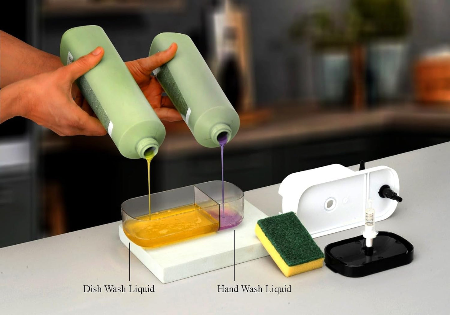 3-in-1 Soap Pump Dispenser with Sponge Holder
